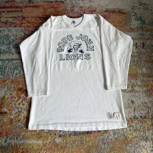 Vintage 80s Pope John Lions Long Sleeve Football Jersey L - Russell Athletic USA